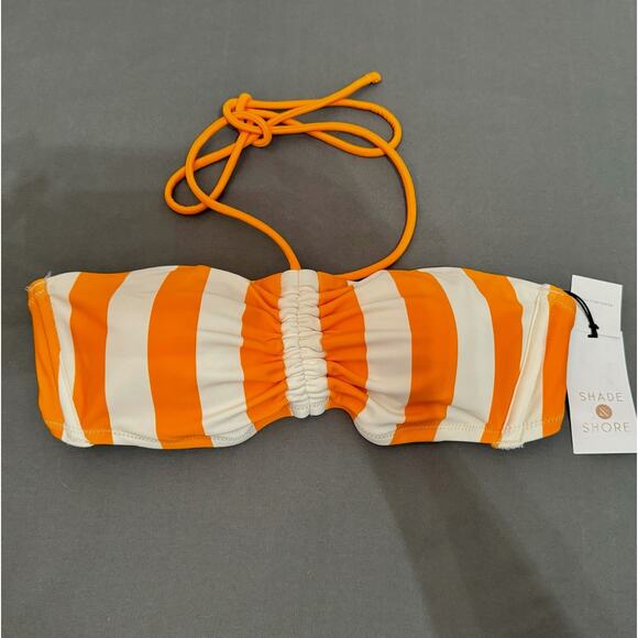 Shade & Shore Bikini Top Womens Small Orange Striped Sexy Feminine Sexy Funky - Picture 2 of 8